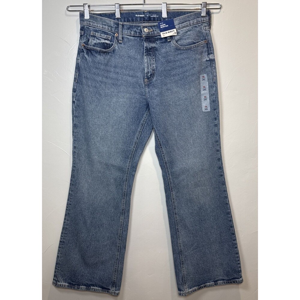 Old Navy Mid Rise Loose Boot Cut Jeans Size 14 NWT Closet Staple Minimalist